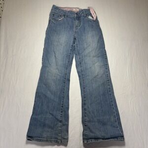 Levi's 517 Flare Jeans Girls 12.5 Plus Blue Denim Faded Adjustable Waistband Y2K